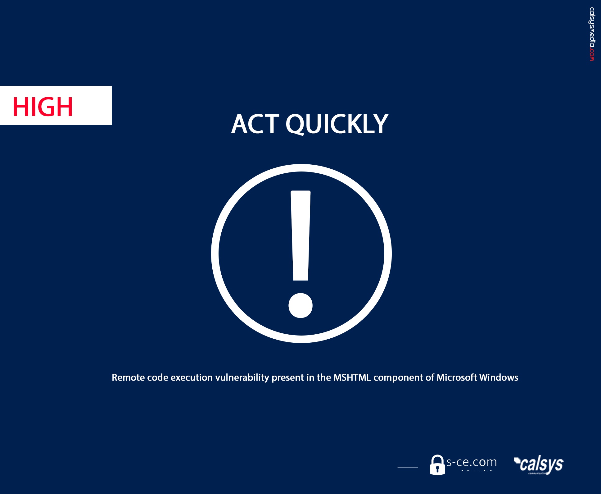 Remote code execution vulnerability present in the MSHTML component of Microsoft Windows